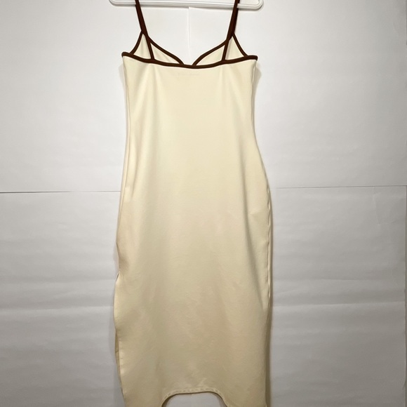 Abercrombie Women’s Notch-Neck Midi Dress Medium Off White - Picture 4 of 14